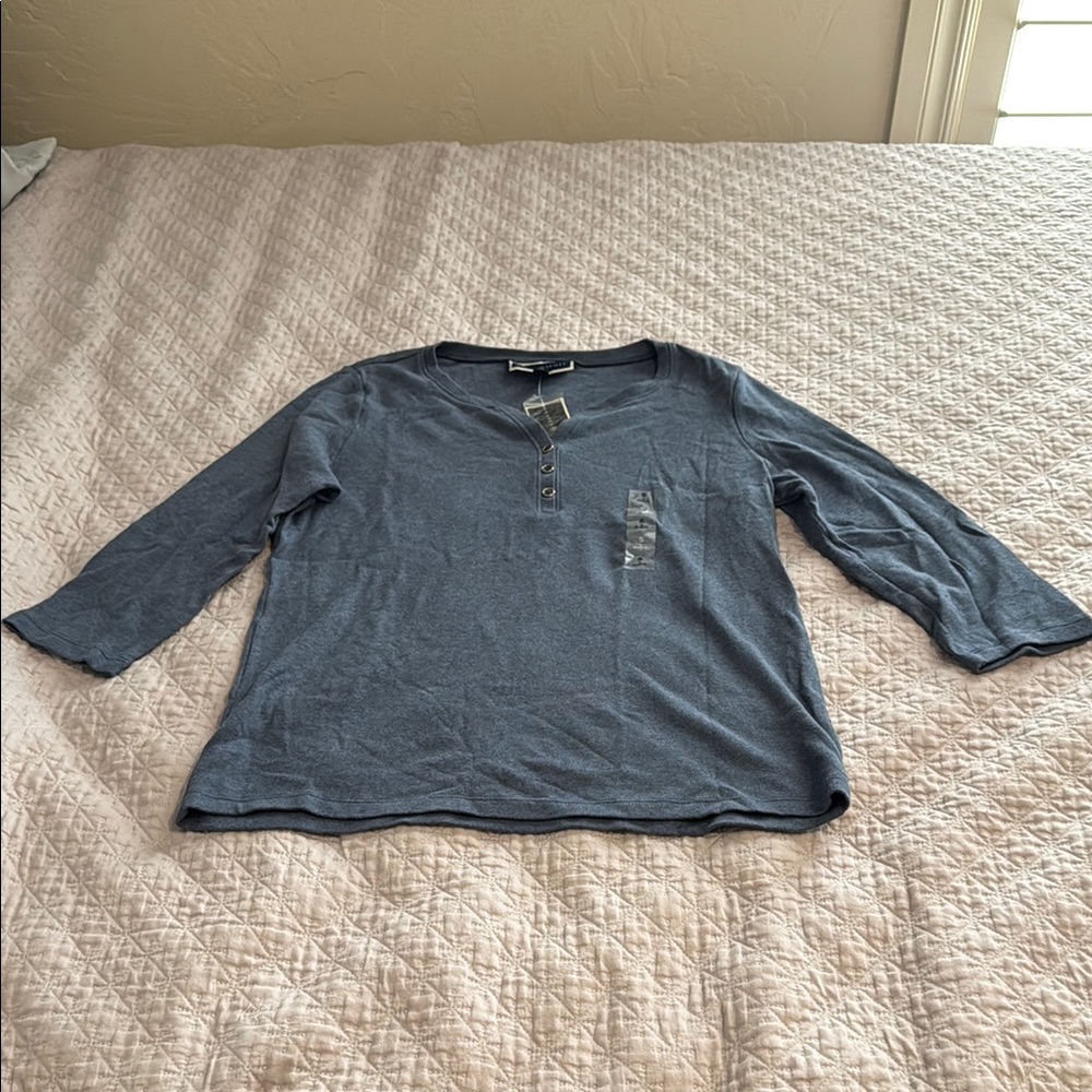 Karen Scott Slate Blue 3/4 Sleeve Top